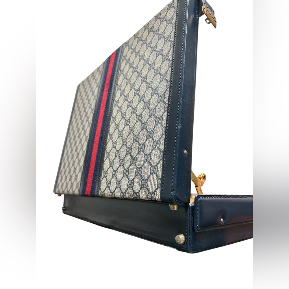 Vintage GUCCI authentic briefcase attache dark navy blue - Picture 6 of 14